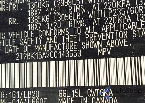 2012 Lexus Rx 350 from USA, damaged, VIN 2T2BK1BA2CC143553